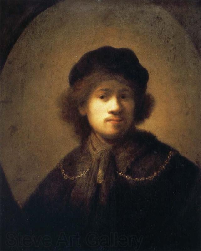 REMBRANDT Harmenszoon van Rijn Self-Portrait with Beret and Gold Chain Spain oil painting art